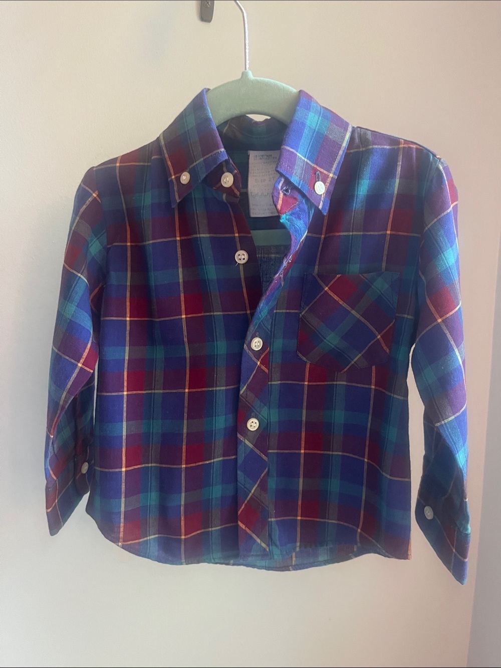 Kids Plaid Button-Down Shirt in Blue & Red